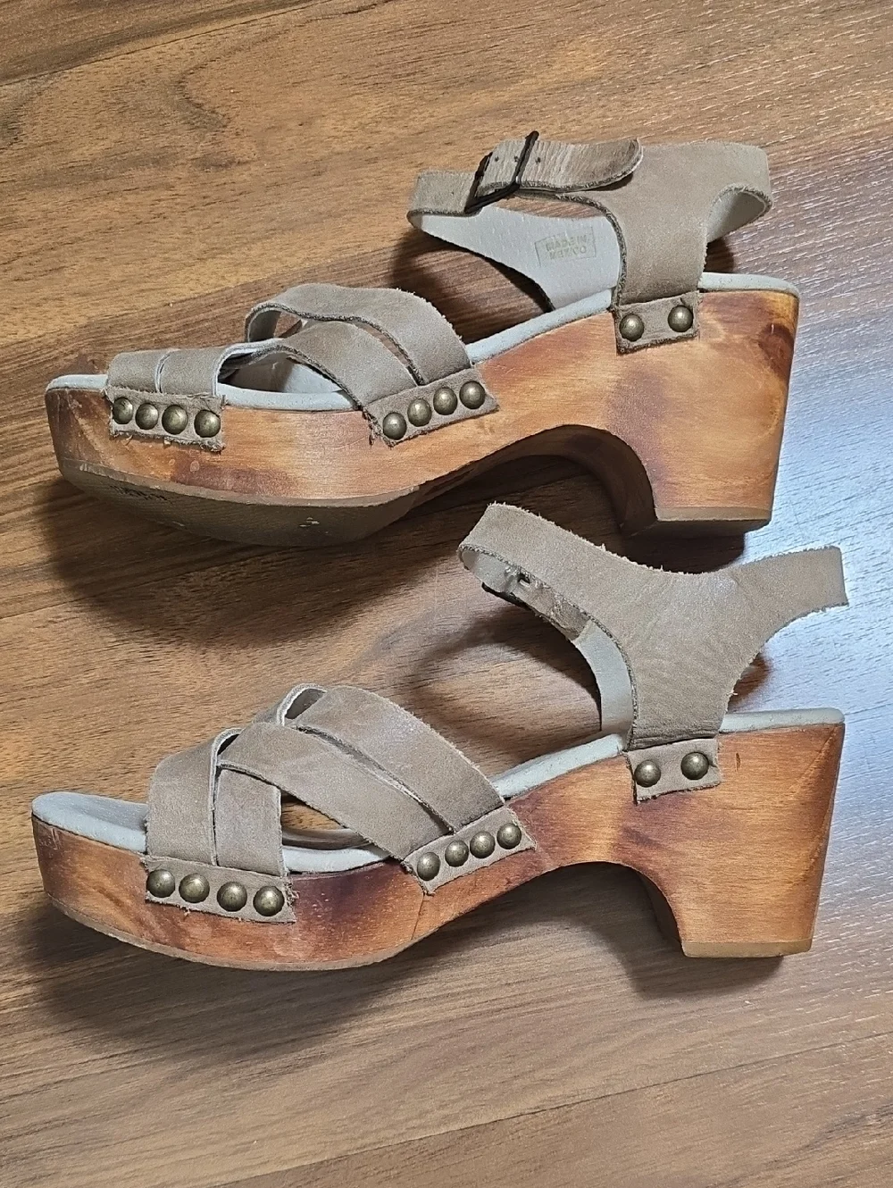 Cordani Taupe Suede Platform Clog Sandals